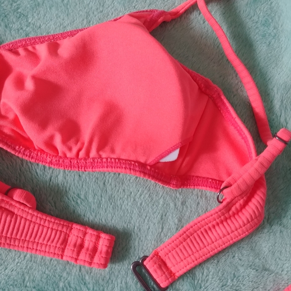 Billabong Swim Billabong Neon Crop Coral Ribbed High Leg Bikini